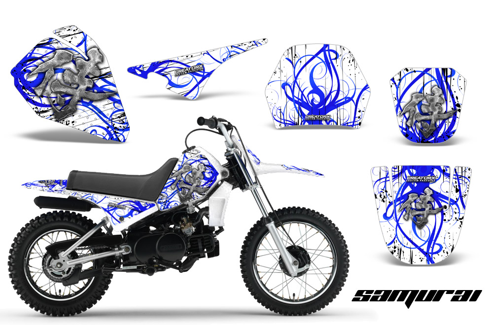 Yamaha PW80 Graphics Kit Samurai Blue White